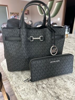 Michael Kors Black Signature Satchel with Detachable Strap